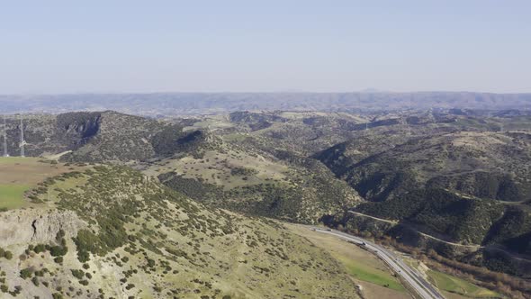 Vast Field And Mountains Aerial View