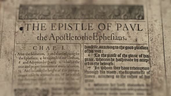 The Epistle Of Paul To The Ephesians, Slider Shot, Old Paper Bible, King James Bible
