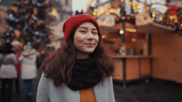 Portraityoung Women Girl in Red Hat