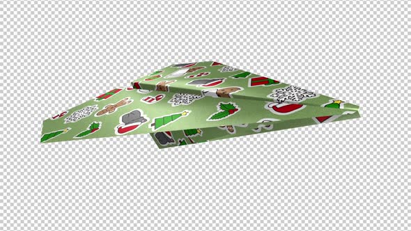 Xmas Paper Plane - Colorful Symbols on Green - Transparent Loop alt