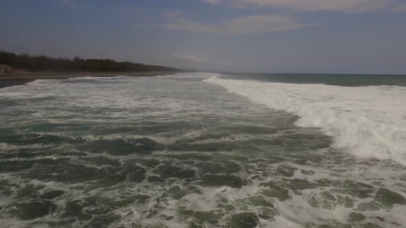 Water Surface with Big Waves Aerial View