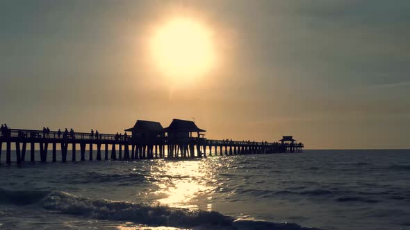 Golden Reflections on Sea Water Surface at Sunset