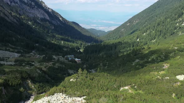 Flight High Above Vihren Hut In Pirin Mountain In Bulgaria