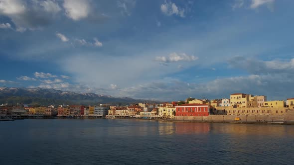 Picturesque Old Port of Chania, Crete Island. Greece