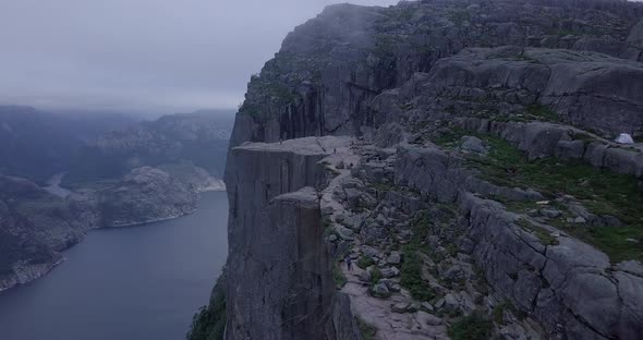 AERIAL: Preikestolen fjord in Norway