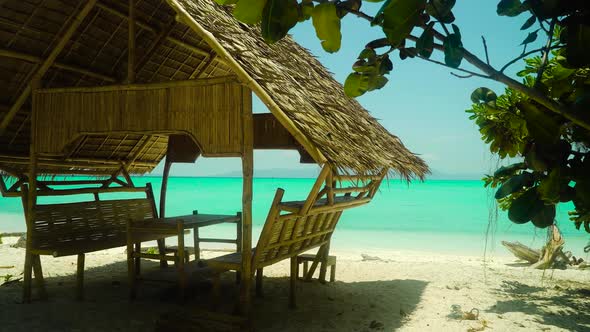 Tropical Beach with Summer Pavilions