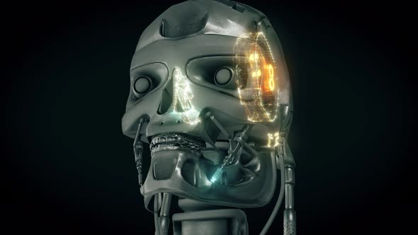 Futuristic Humanoid Robot Head 4k