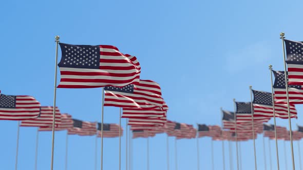 United States Row Of Flags Animation