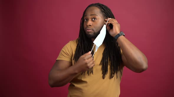 African American Man in Protective Face Mask