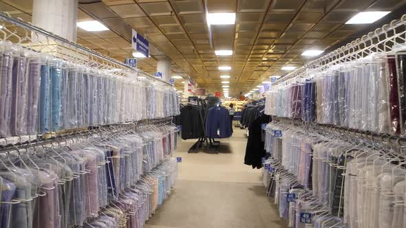 Rows of Clothes in a Supermarket