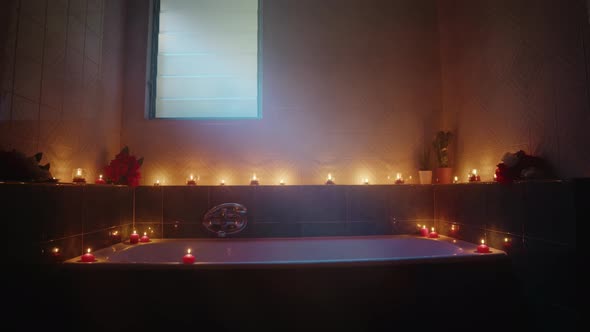 Bathtub with Candles in a Romantic Set