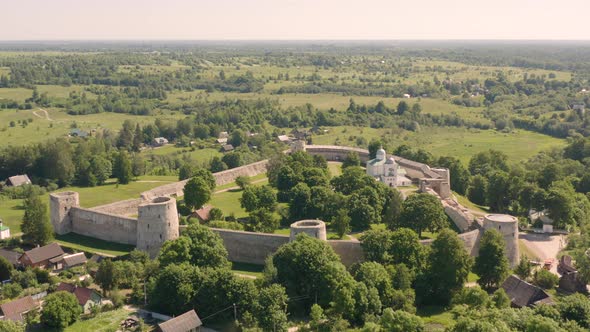 Aerial View of Izborsk Fortress