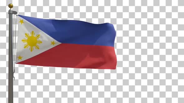 Philippines Flag on Flagpole with Alpha Channel - 4K