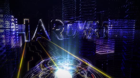 Inside a Modern Machine. Word Hardware appears on Screen in big 3D Letters. alt