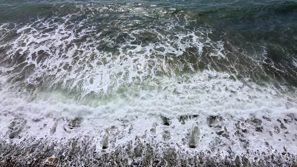 Beautiful sea waves. Foamy wave, water texture. Sea expanse landscape