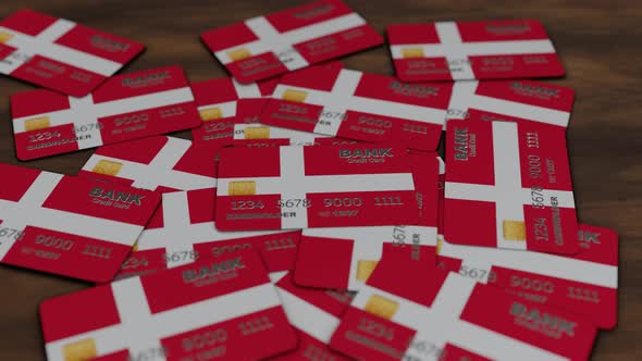 credit cards background with Denmark flag