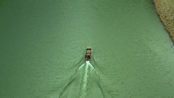 Boat Cruising on Zapadna Morava River in Ovcar Kablar Canyon, next to city of Cacak, Serbia 2