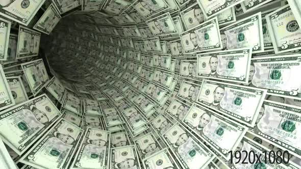 3D 5 Dollar Bills Tunnel