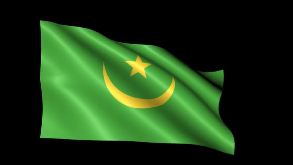 Mauritania Flag Blowing In The Wind