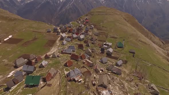 Aerial Shot Of Mountain Village