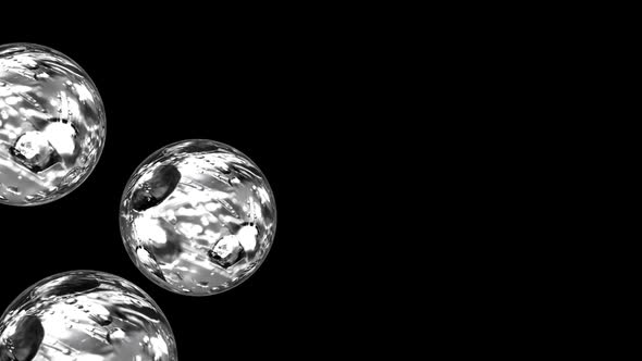 Spheres on black background Looped