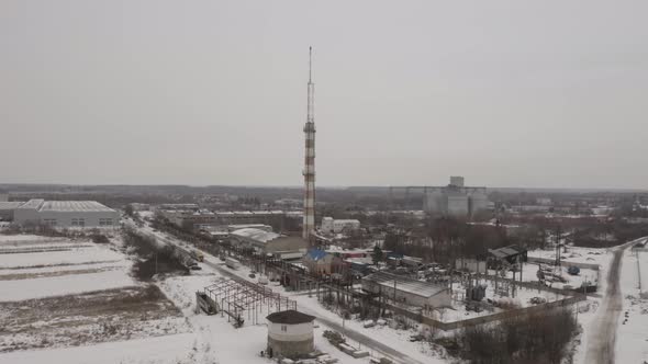 Aerial View Industrial Area Outside The City