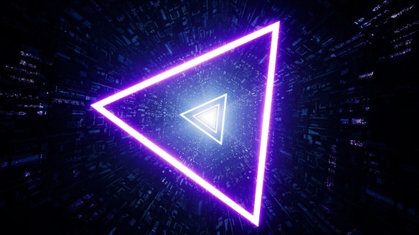 Rotate Neon Triangle Light Sci Fi Tunnel