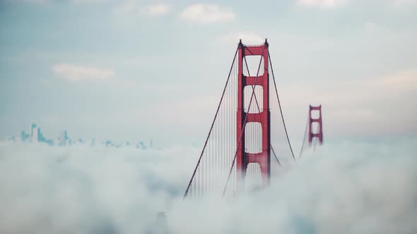 Fog Over Golden Gate Bridge at Sunrise