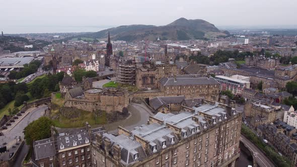 Drone View of the 11Th Century Castle Against the Backdrop of the Old Streets