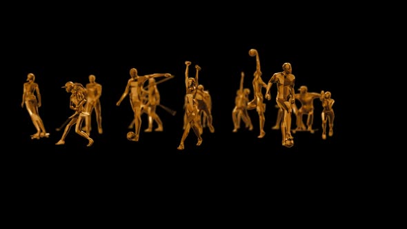 Low Poly 3D Gold Figures