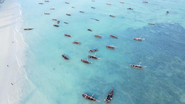 Boats in the Ocean Near the Coast of Zanzibar Tanzania