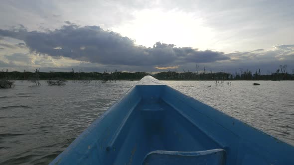 Boat floating on the lake 