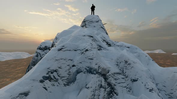 A Successful Man Who Climbed To The Top Of The Mountain