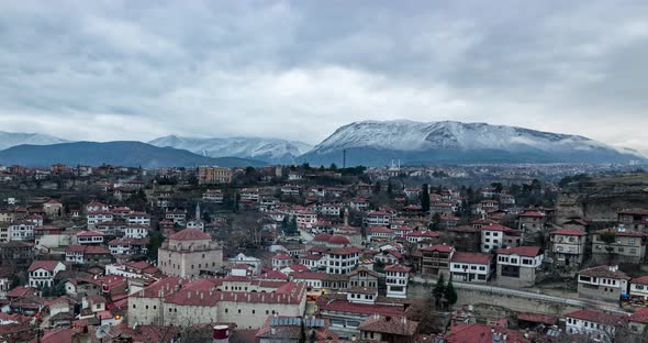 Day to Night Sunset Timelapse Traditional Ottoman Anatolian Village Safranbolu Turkey