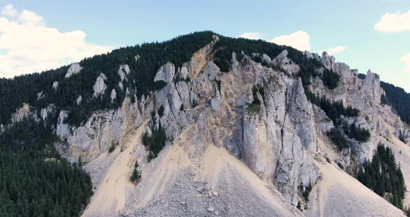 Aerial View Of Limestone And Sandtone Massif On Hasmas Mountain In Romania. - forward