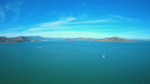 Sailboats In San Francisco Bay Aerial View From Helicopter
