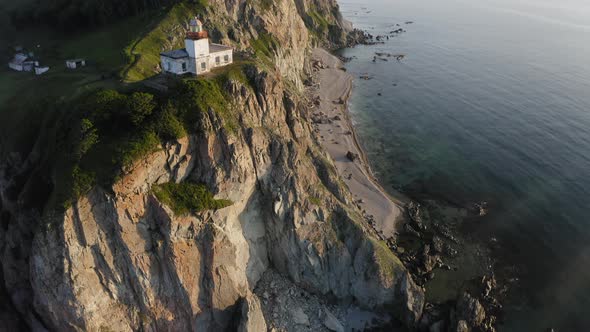 Lighthouse Baluzek on the Coast of the Sea of Japan