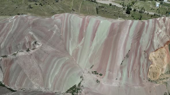 Aerial Drone Panoramic View of the Rainbow Colored Mountain