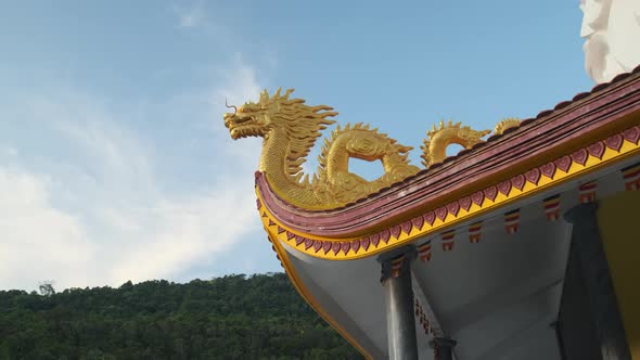 Golden Dragon Exterior Detail of Ho Quoc Pagoda Vietnam