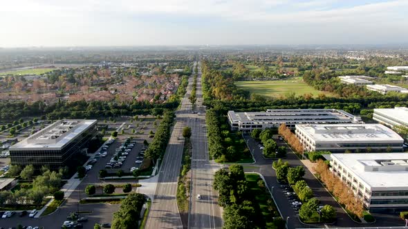 Aerial View of Business and Finance District. Building Offices