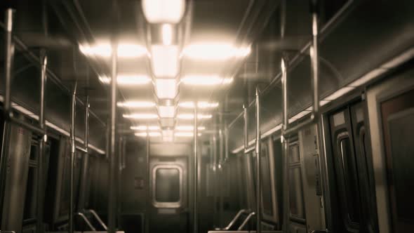 Inside of New York Subway Empty Car