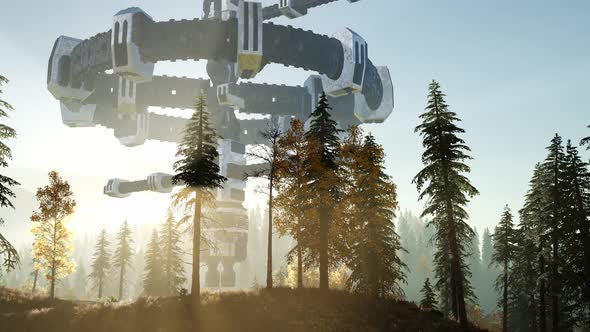 UFO Hovering Over Forest alt