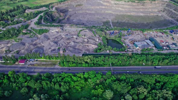 The Aerial View of Huge Granite Quarry Mine