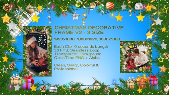 Christmas Ornaments Decorative Frame V2 - 3 Size alt