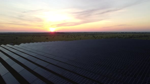 Aerial Top View of a Solar Panels Power Plant