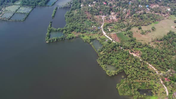 Beautiful aerial view of lake and forest