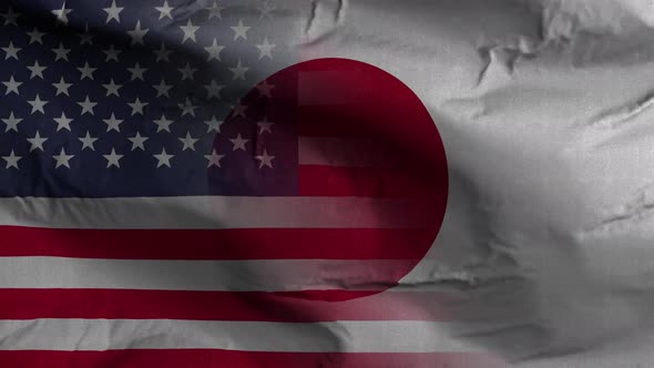 USA Japan Flag Mix Textured Waving Background 4K