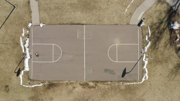 Outdoor Basketball Court Urban Aerial Drone View Top Shot Empty No People