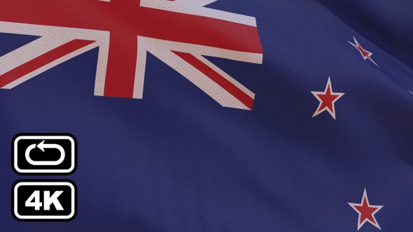 New Zealand Flag 4K Seamless Loop