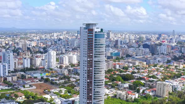 Torre Caney at Santo Domingo city. Aerial approach